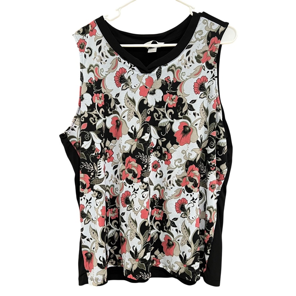 Floral Sleeveless Women's Top - Black, Red, White